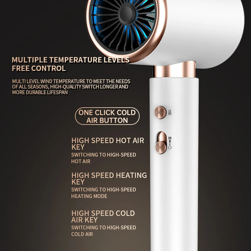 (image for) 2000W Powerful Ionic Wall-mounted Hair Dryer with Constant Temperature No Damage Hotel Hair Styling 3 Levels