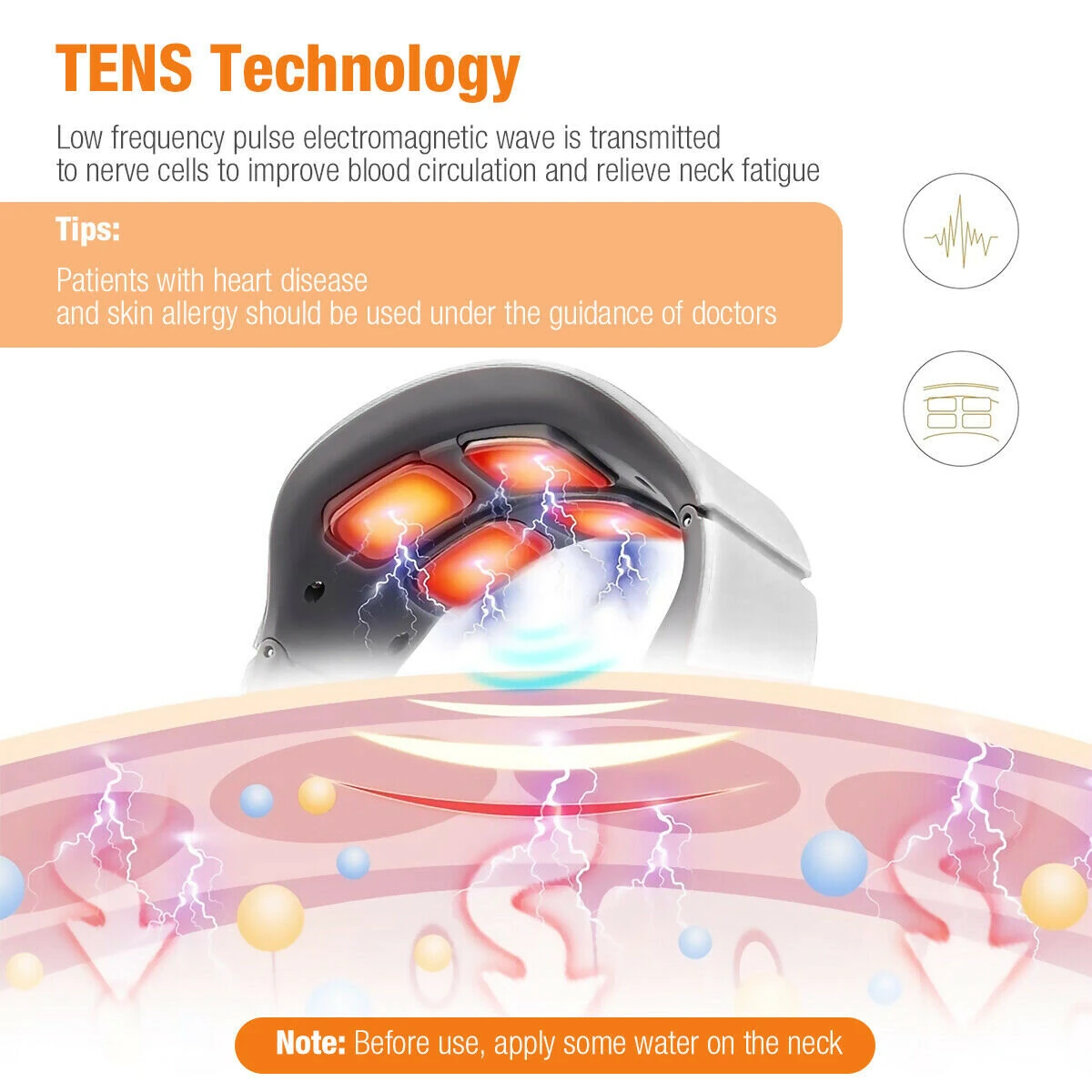 (image for) CHIGO 4-Head Neck Massager TENS Muscle Neck Massager Wireless Electric Neck Massager Device 6 Massage Modes 9 Strength Levels